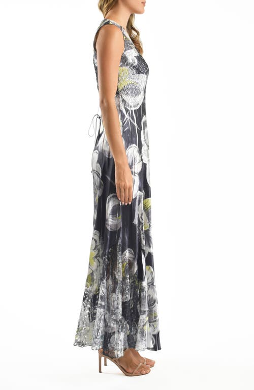 Shop Komarov Lace-up Back Maxi Cocktail Dress In Midnight Poppy