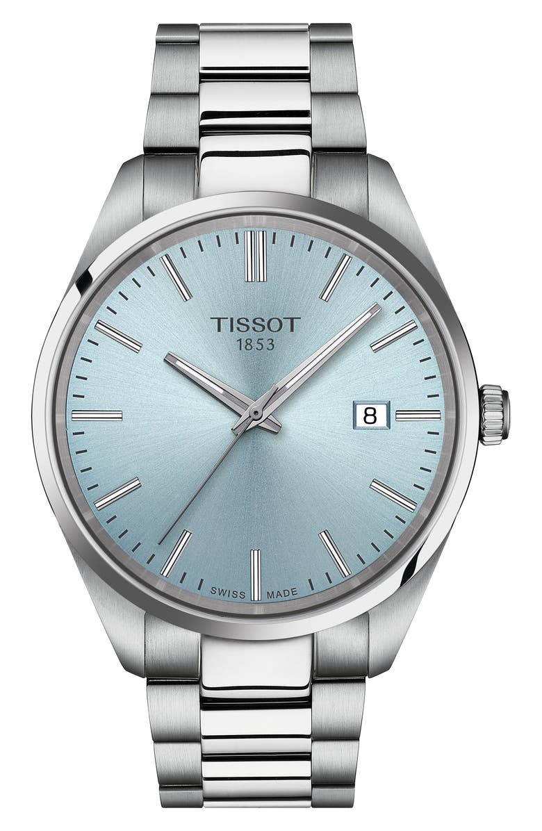 Tissot PR100 Quartz Bracelet Watch, 40mm, Main, color, Ice Blue