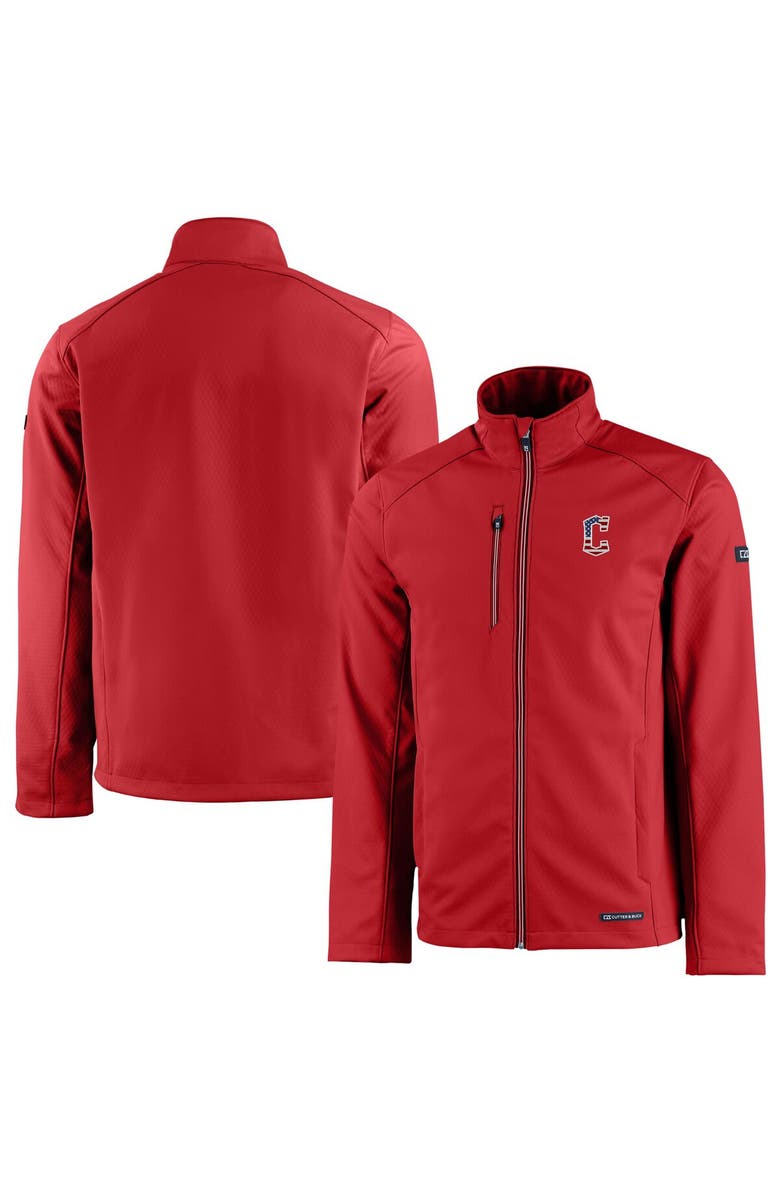 Cutter & Buck Men's Cutter & Buck  Red Cleveland Guardians Americana Logo Evoke Eco Softshell Recycled Full-Zip Jacket, Main, color, 