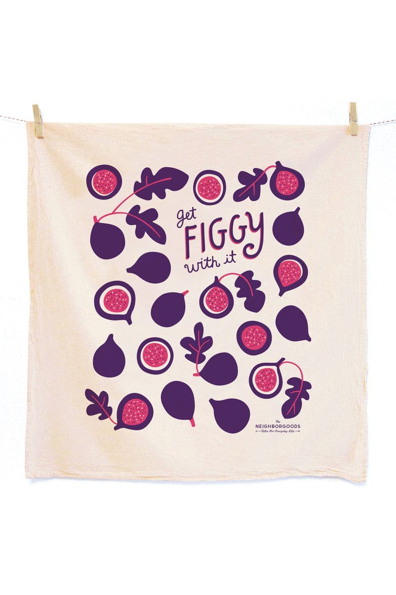 Fig Tea Towel and Pot Holder Set, Alternate, color, Purple