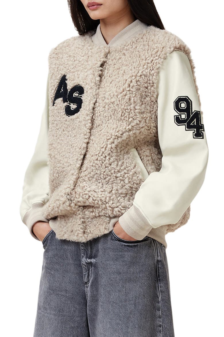 Valerie Mixed Media Genuine Shearling Jacket, Alternate, color, OFF WHITE