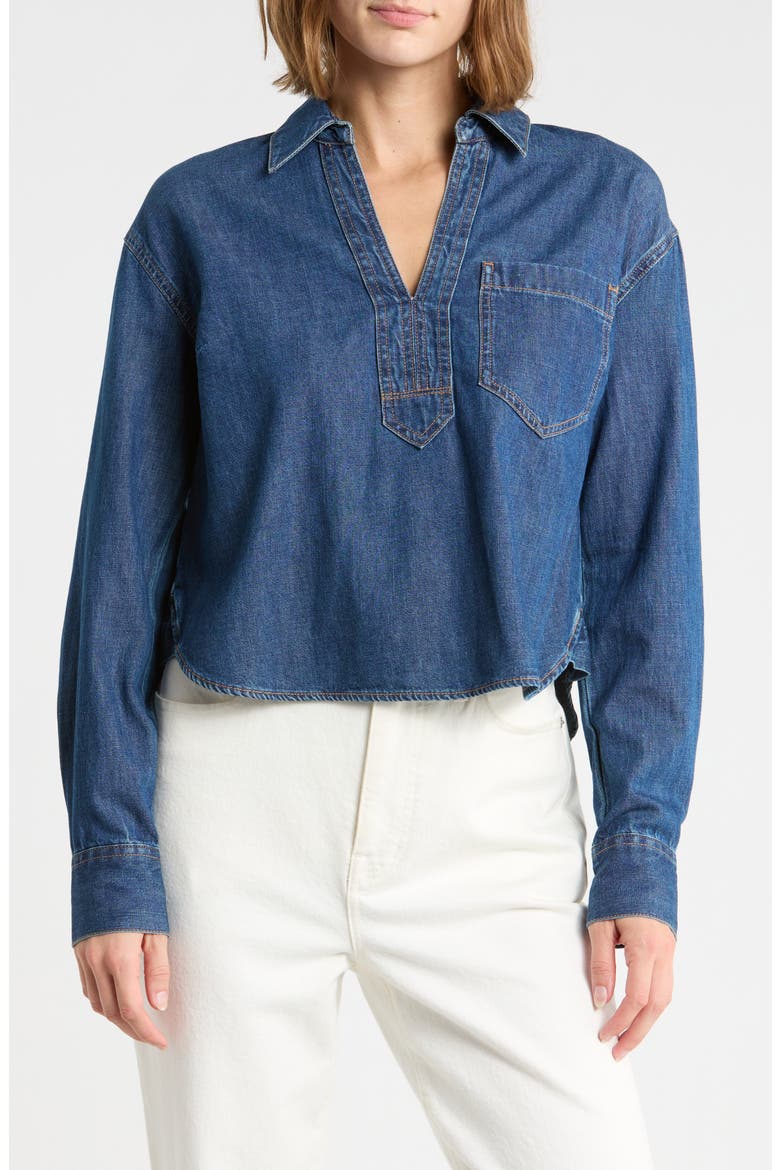 Khai Collared Denim Top, Main, color, BRIGHT BLUE