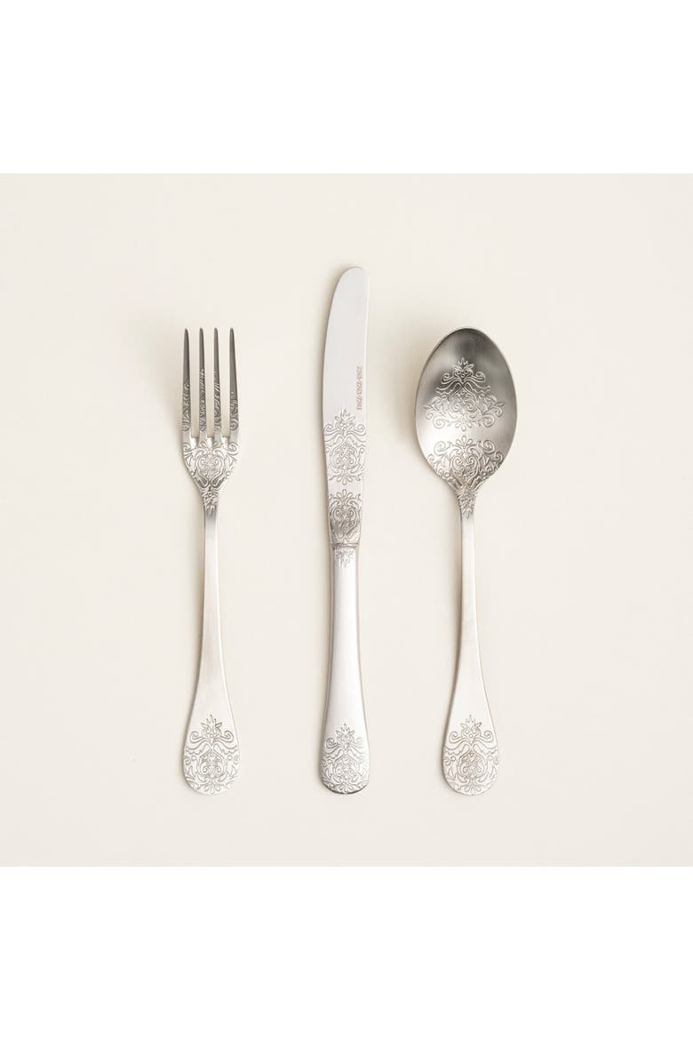 Dume Patterned Stainless Steel Dessert Fork Set of 4, Alternate, color, Silver