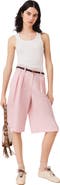 maje Pleated linen blend Bermuda shorts