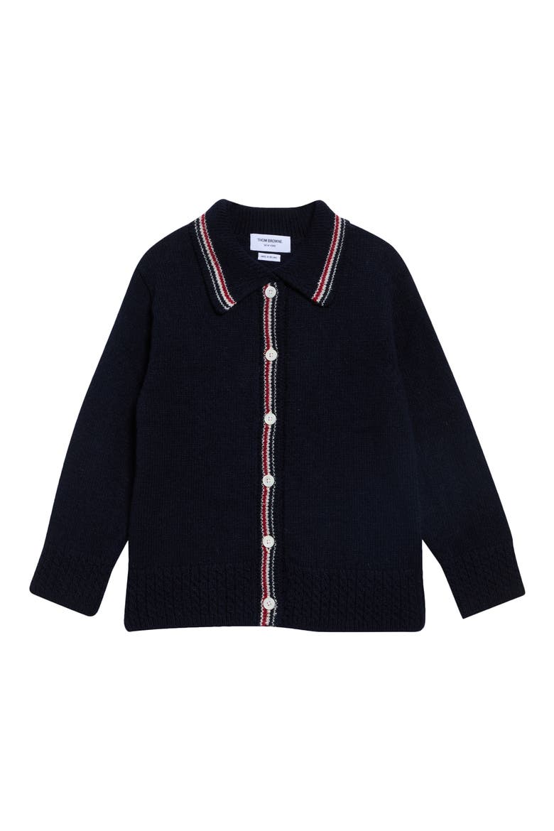 Hector Icon Intarsia Wool & Mohair Cardigan, Alternate, color, NAVY