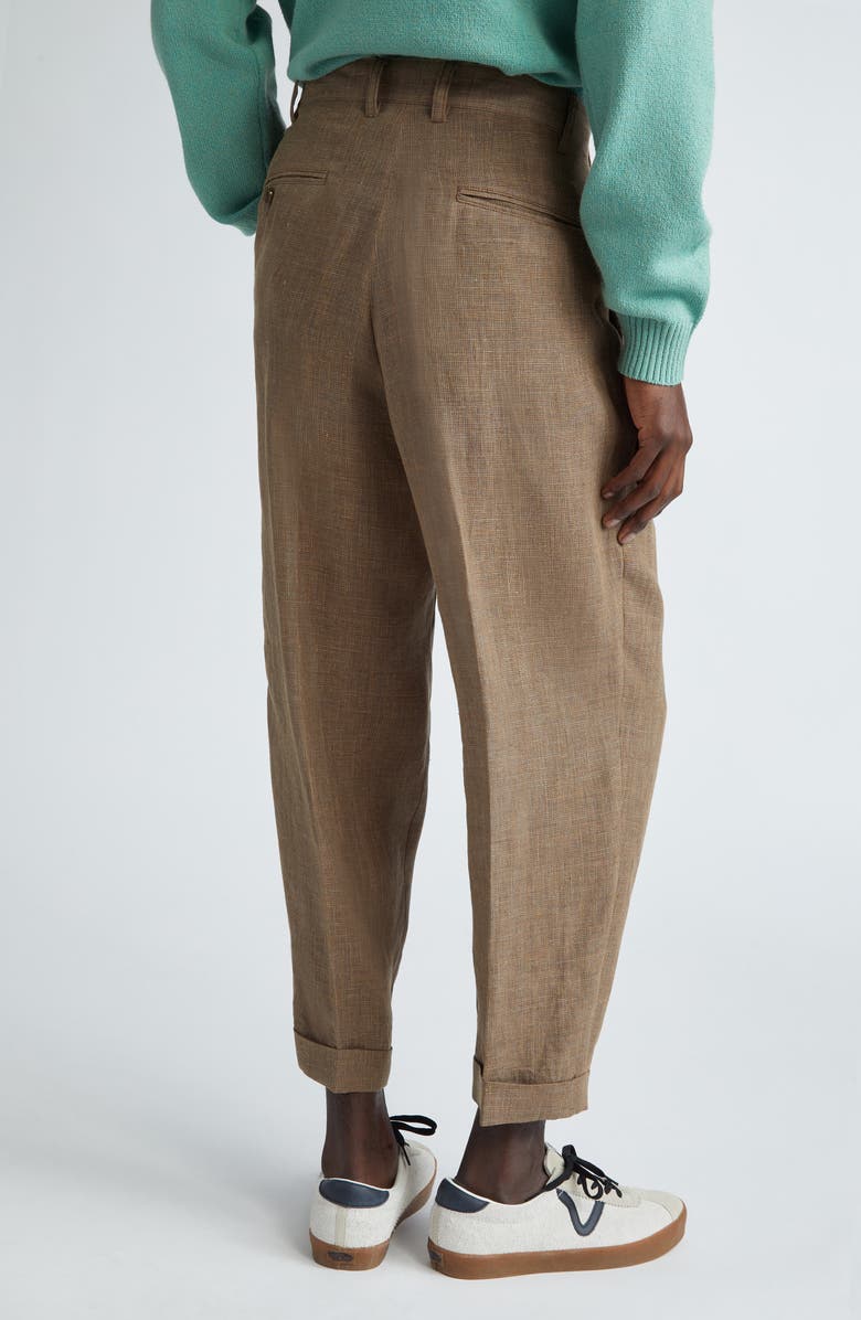 BEAMS Pleated Tapered Leg Linen Blend Pants, Alternate, color, 