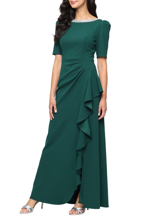 Embellished Neck A-Line Gown