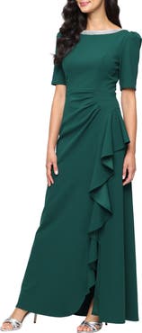 Alex Evenings Embellished Neck A-Line Gown