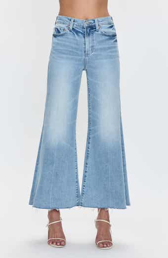 Pistola Izzy High Waist Raw Hem Wide Leg Flare Jeans