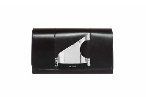 Perrin Paris L'eiffel Classic Clutch In Black Silver