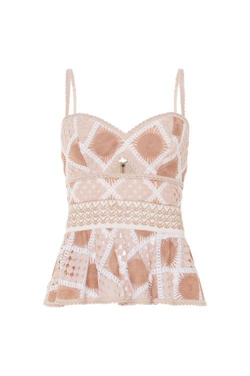 Patbo Bossa Crochet Peplum Top In Gold