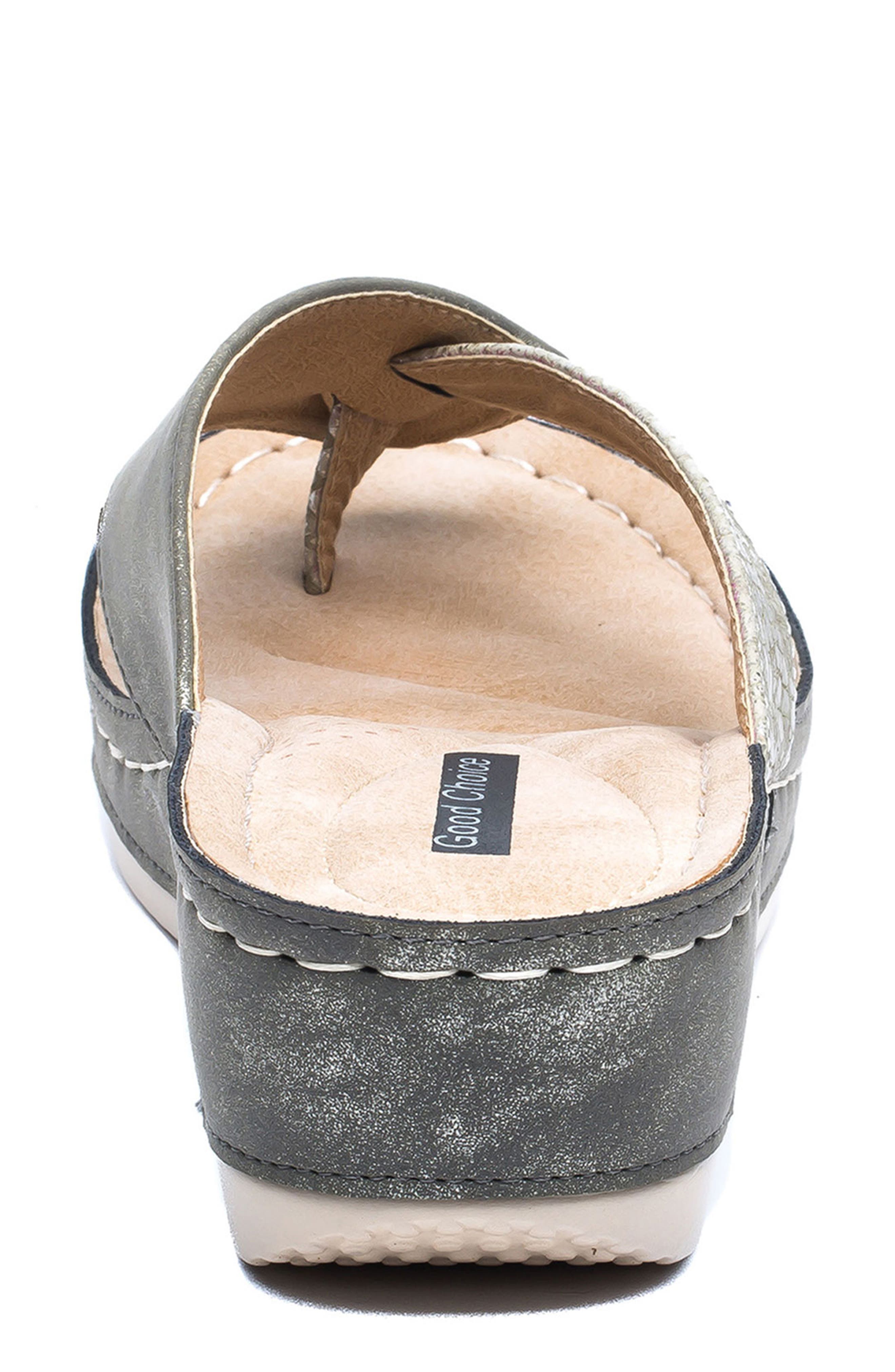 Dafni Snakeskin Embossed Wedge Sandal, Alternate, color, KHAKI