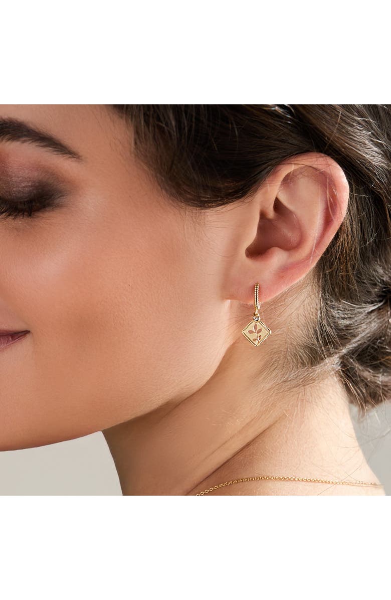 Rizen Jewelry Olive Leaf Hoop Earrings, Alternate, color, 18K Gold Plated