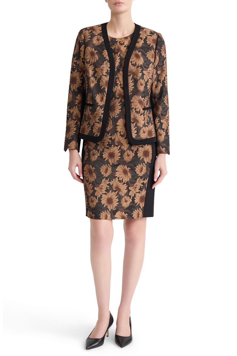 Floral Jacquard Collarless Jacket, Alternate, color, BLACK MULTI
