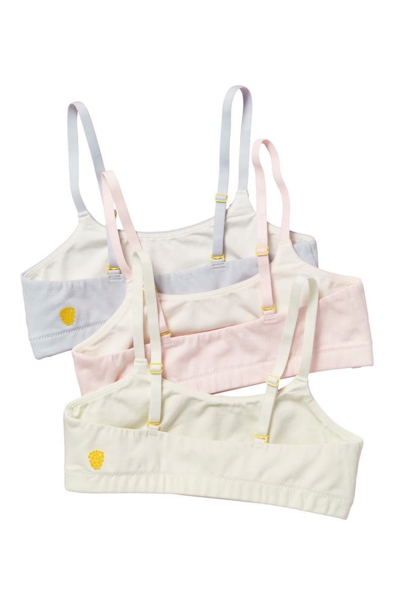 Yellowberry Pipit Pima Cotton Bra 3PK, Alternate, color, First Petals