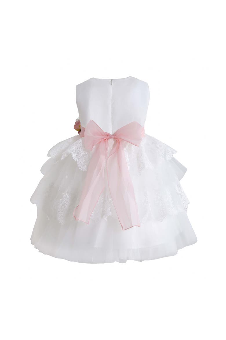 Divinia Lace & Sash Dress, Alternate, color, White