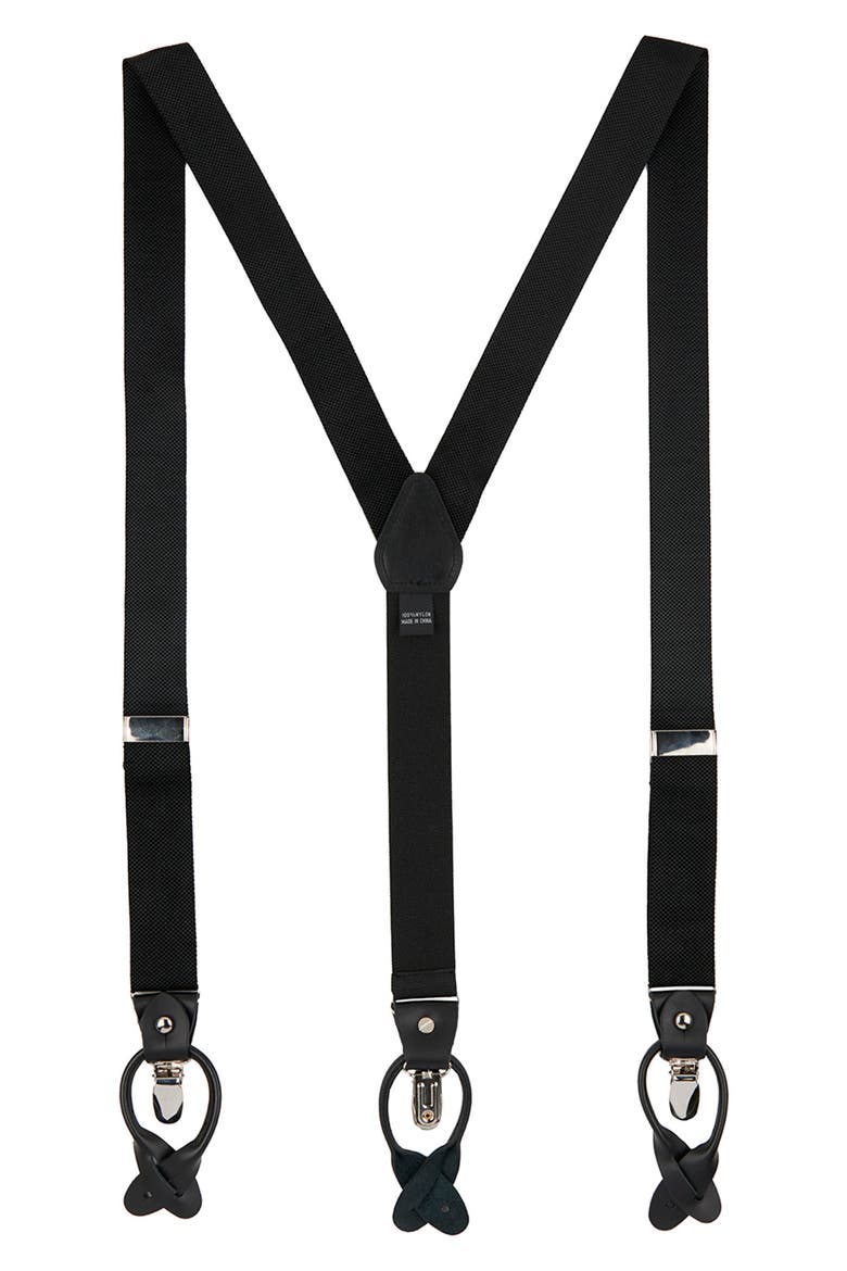 Men's Solid Web Adjustable Suspenders, Main, color, BLACK