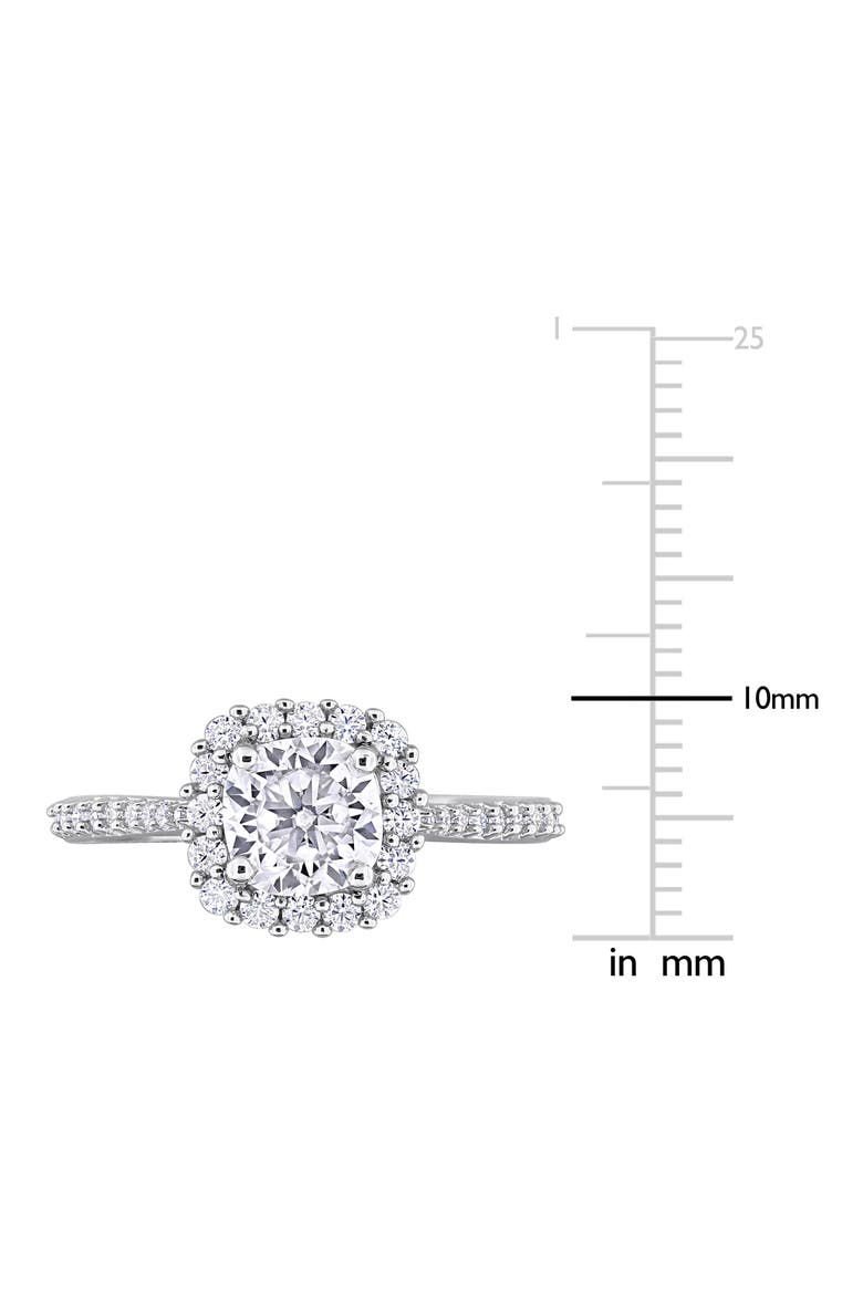 Sterling Silver Cushion Cut Lab Created Moissanite Halo Ring, Alternate, color, SILVER