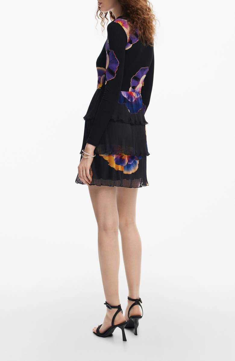 Desigual Pensee Lacroix Rib Mixed Media Minidress, Alternate, color,