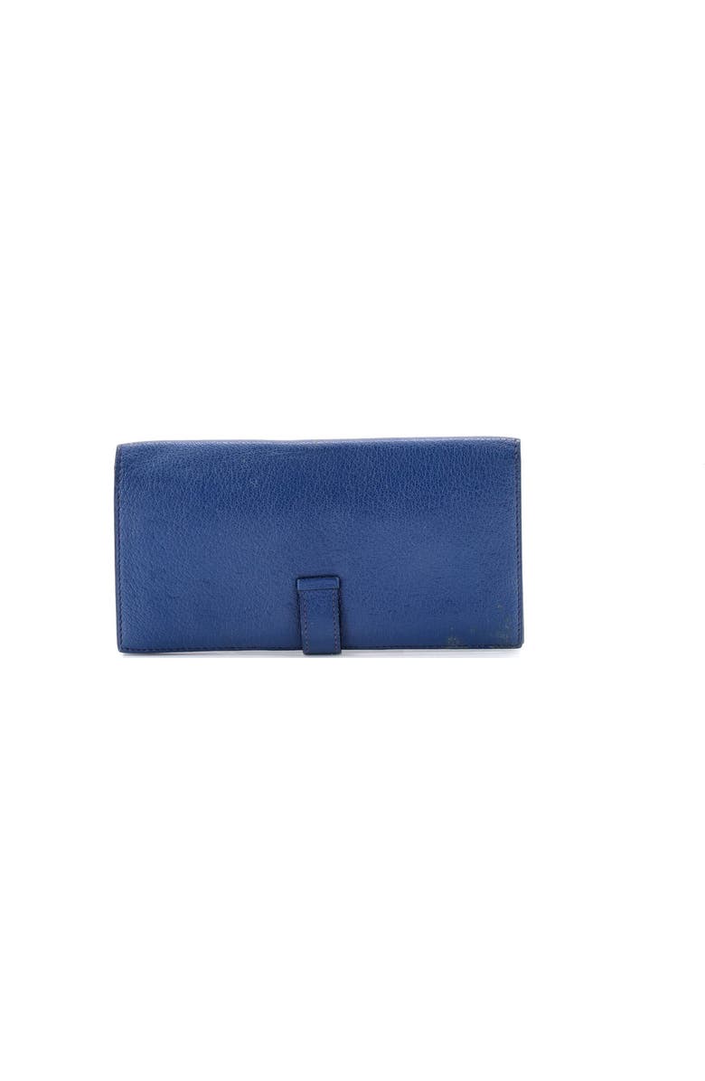 Pre-Owned Hermes Bearn Wallet Chevre Mysore Long, Alternate, color, Bleu De Malte