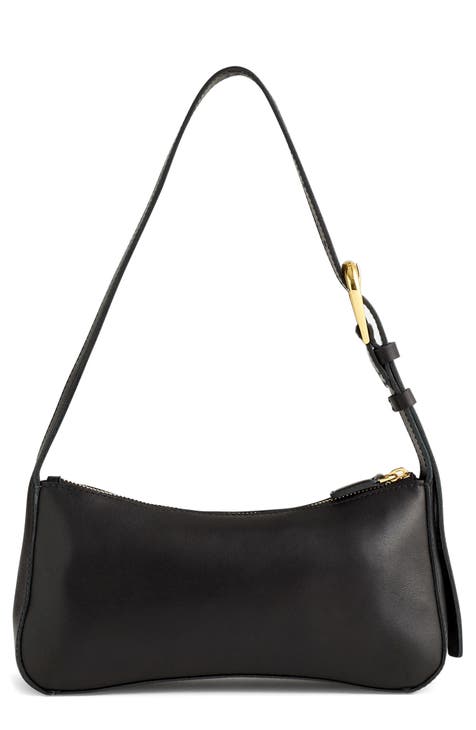 Black leather over the shoulder bag deals