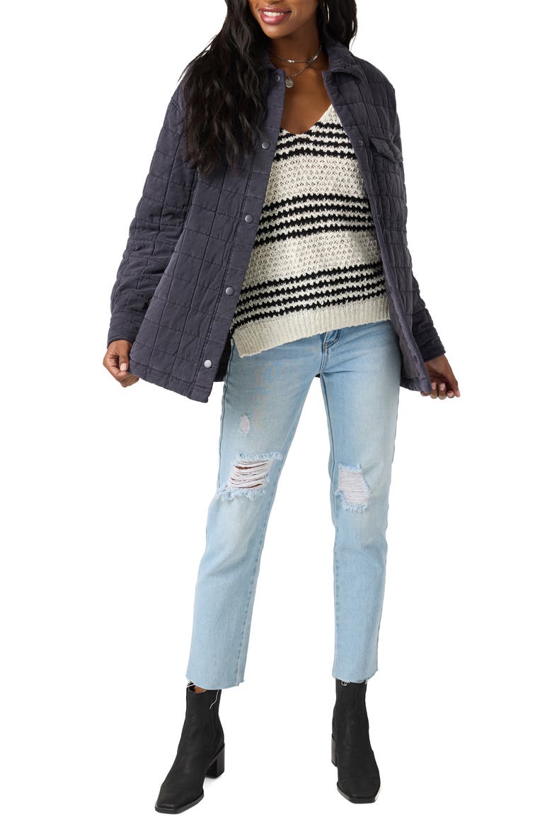 Rya Quilted Jacket, Alternate, color, WASHED BLACK