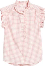Caslon® Ruffle Sleeve Cotton Blend Top