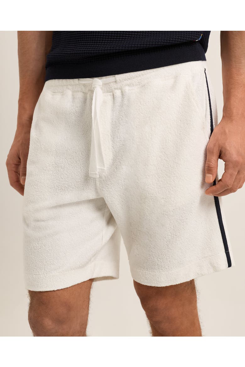 Trevone Towelling Classic-Fit Drawcord Sweat Shorts, Alternate, color, WHITE SAND/NIGHT IRIS