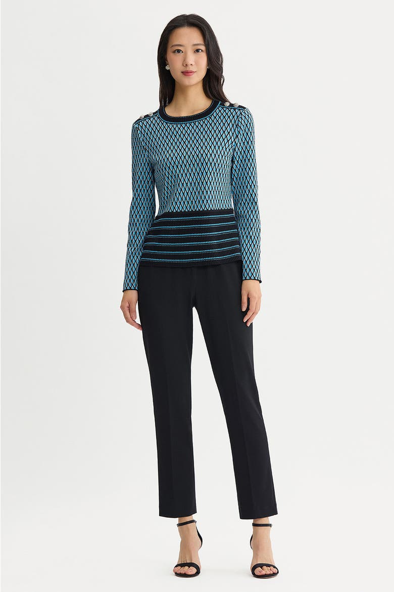 Diamond Pattern Soft Ribbed Knit Top, Alternate, color, Tranquil Blue