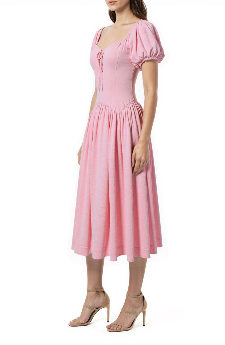 All in Favor Tie Front Drop Waist Midi Dress, Alternate, color, Mauve