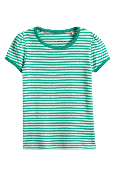 Kids' Stripe Cotton Pointelle T-Shirt (Toddler, Little Kid & Big Kid)