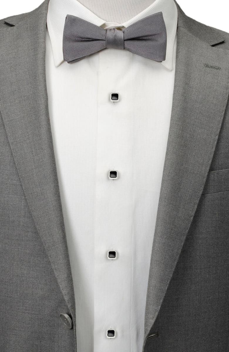 Cufflinks, Inc. Set of 4 Onyx Cushion Stainless Steel Studs, Alternate, color, Black