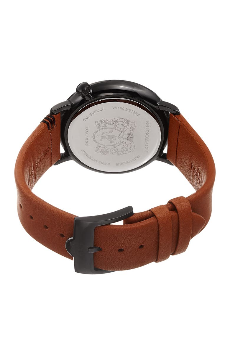Bruno Magli Men's Roma Moderna Leather Strap Watch, 43mm, Alternate, color,