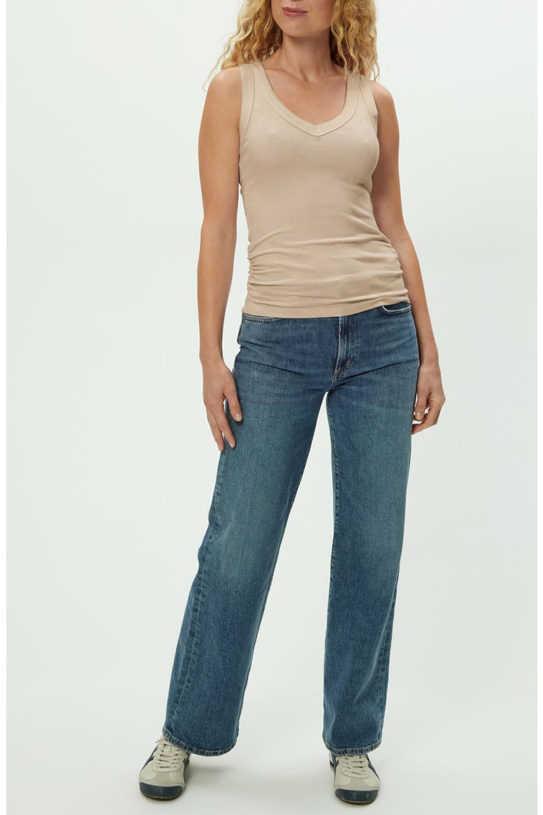Blanche Side Ruched Tank, Alternate, color, MACADAMIA