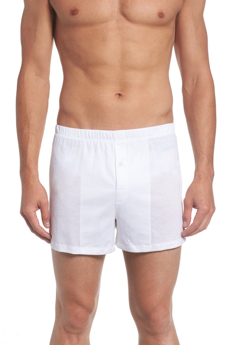 Cotton Sporty Button Fly Cotton Boxer, Main, color, WHITE