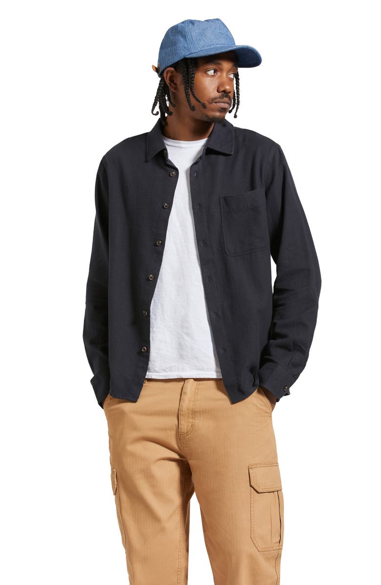 Brixton Hastings Solid Flannel Button-Up Shirt, Alternate, color, Black