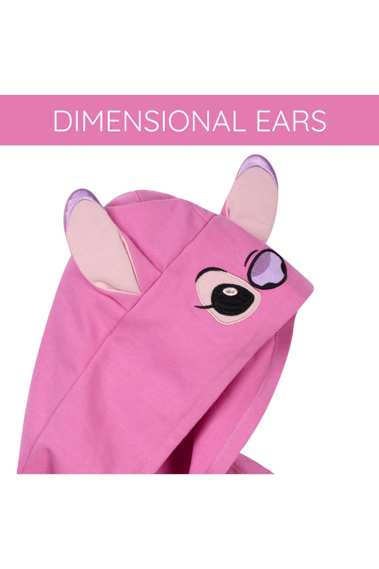 Lilo & Stitch Fleece Zip-Up Hoodie, Alternate, color, Angel Pink