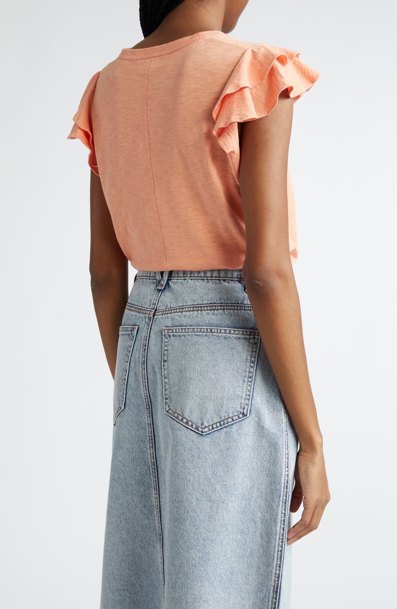 Veronica Beard Akeela Double Ruffle Sleeve Cotton Top, Alternate, color, Coral