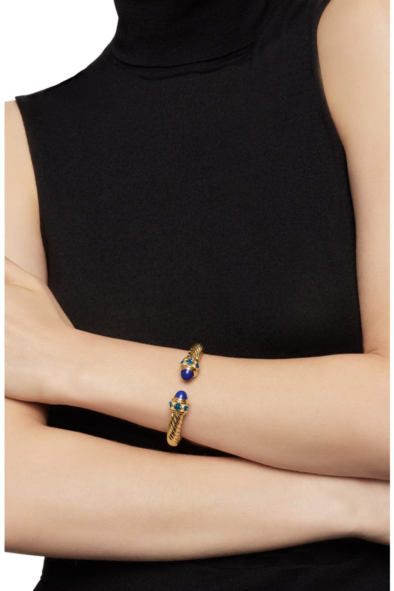 Renaissance® Cablespira Bracelet in 18K Yellow Gold with Lapis and Hampton Blue Topaz, 9mm, Alternate, color, 18K YELLOW GOLD