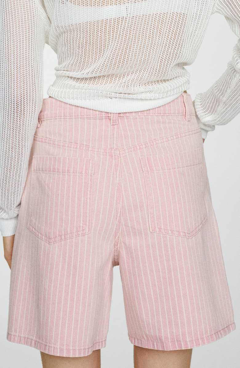 MANGO Stripe High Waist Denim Shorts, Alternate, color, 