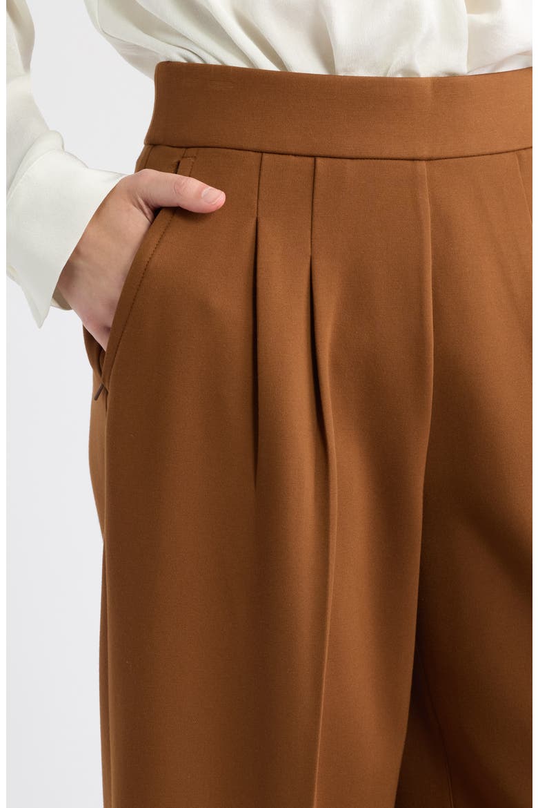 Pleated Ponte Wide Leg Pants, Alternate, color, BRANDY