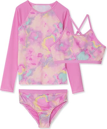 Big Girls 3 Piece UPF 50 Sun Protection Rash Guard Set