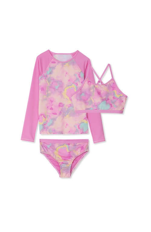 LANDS' END LANDS' END BIG GIRLS 3 PIECE UPF 50 SUN PROTECTION RASH GUARD SET 