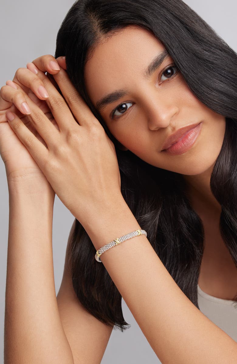 LAGOS Signature Caviar Diamond Rope Bracelet, Alternate, color, Silver/ Gold