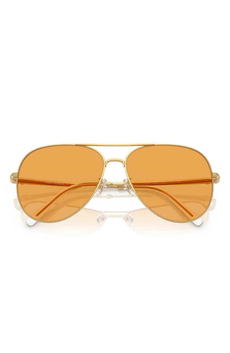 Tory Burch 60mm Pilot Sunglasses, Alternate, color, Yellow Gold / Orange