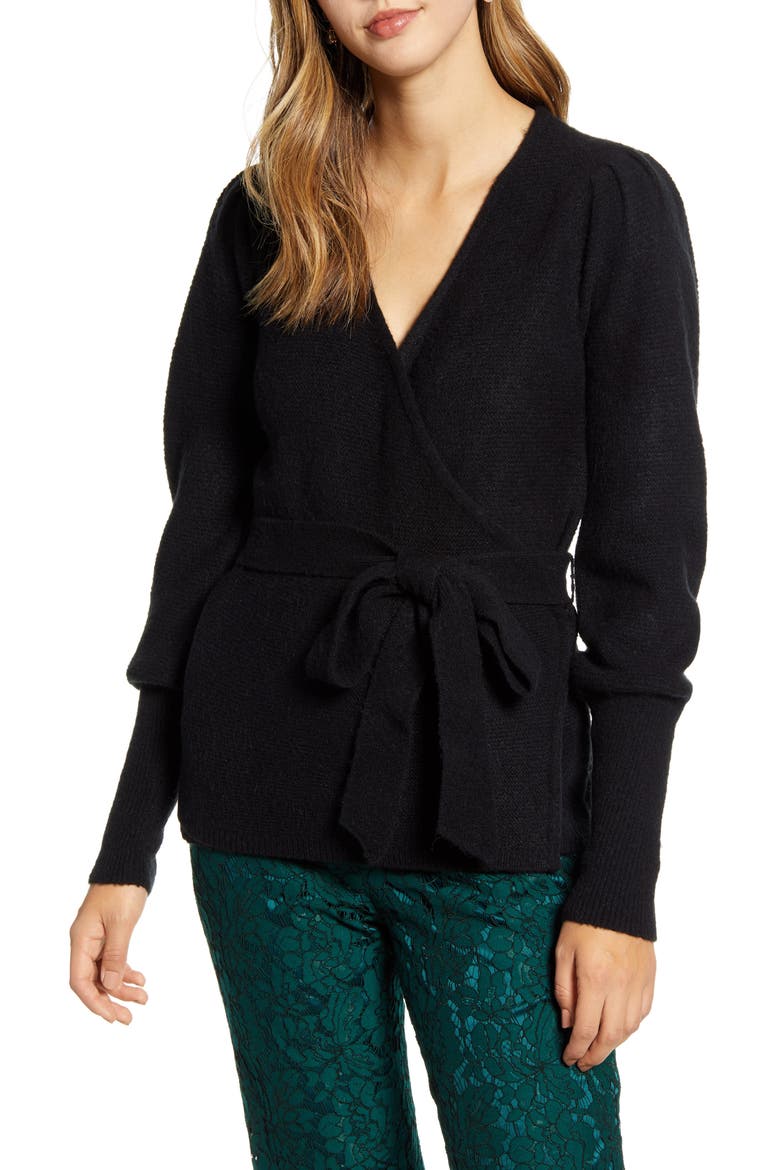 Wrap Cardigan, Main, color, BLACK