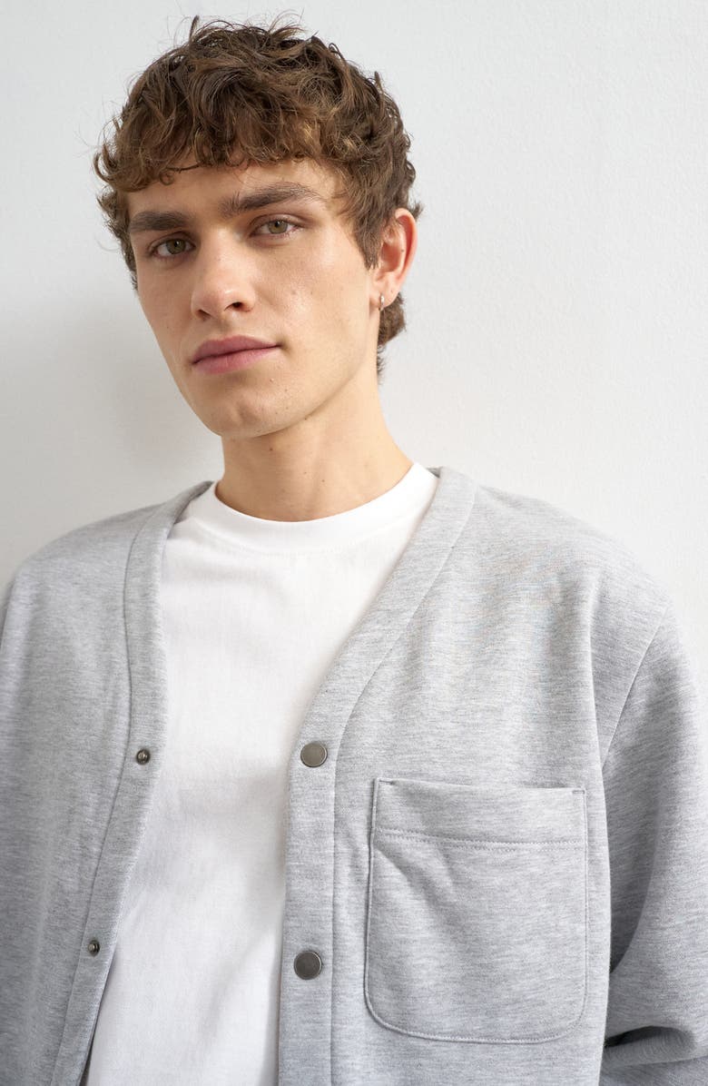Topman Oversized Jersey Cardigan, Alternate, color, Grey