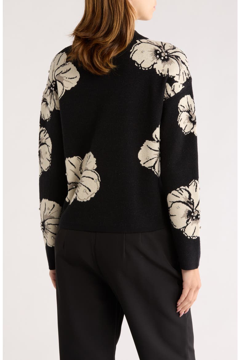 Jadelyn Floral Mock Neck Sweater, Alternate, color, BLACK/ TAPIOCA