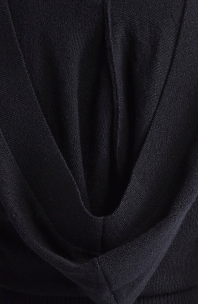 Stella McCartney Cozy Hooded Virgin Wool Crop Sweater Vest, Alternate, color, Black