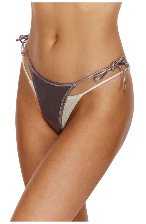 Flirtt Gottex Moonlight Layered Side Tie Bikini Bottom In Gray